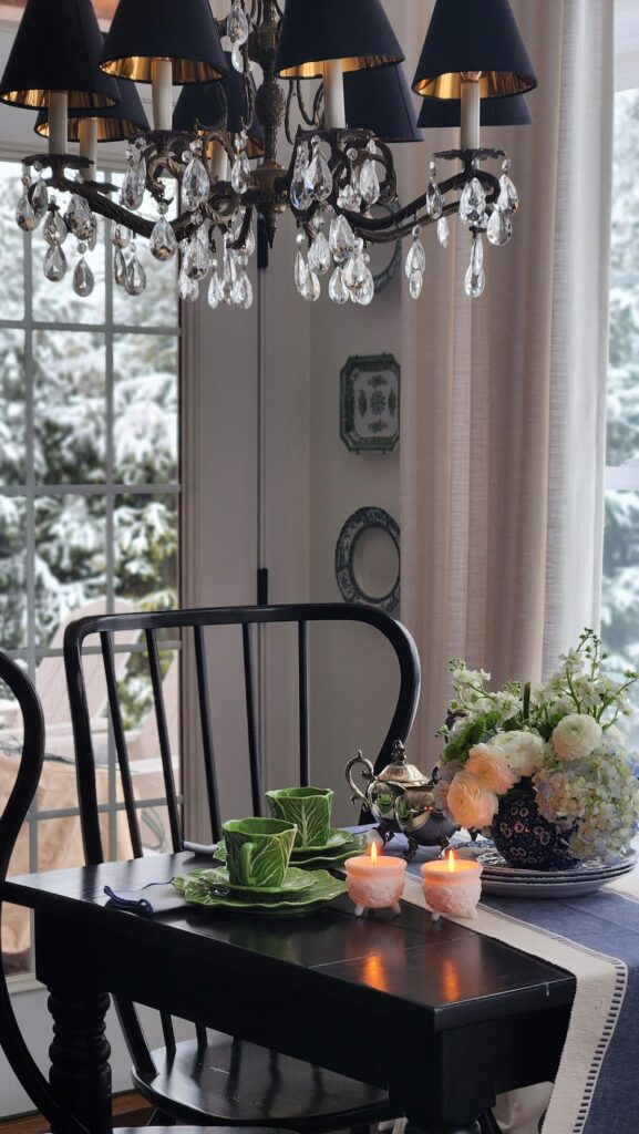 cabbageware dishes on table in breakfast room
