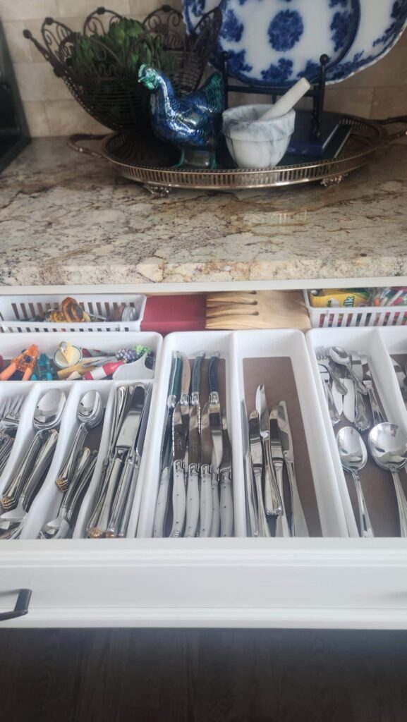 kitchen silverware drawer that is well organized