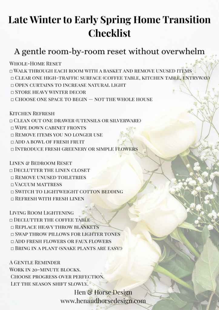 late winter to early spring checklist that is printable