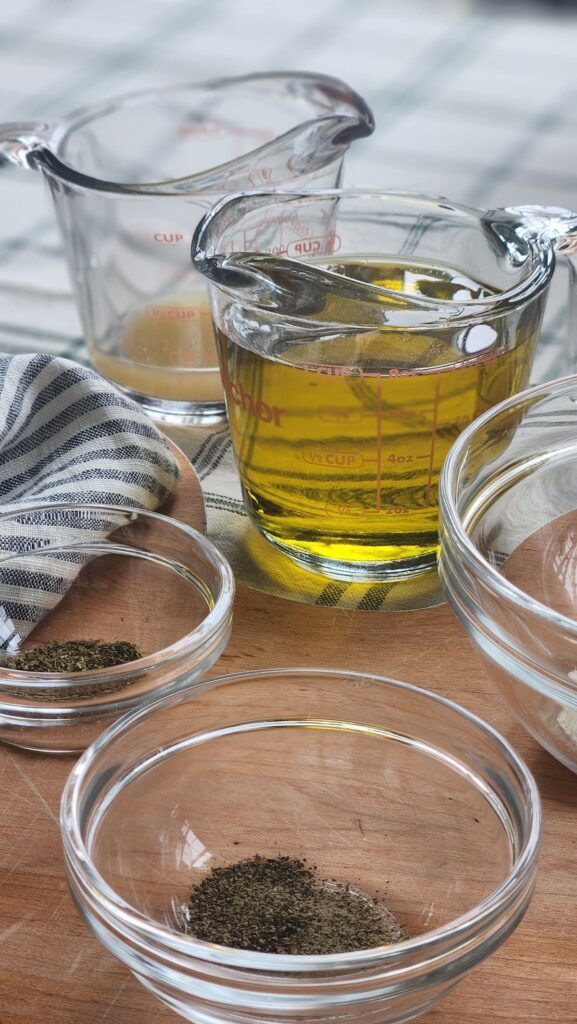 olive oil in a measuring cut