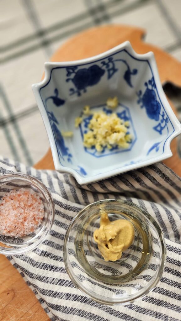 mustard, garlic and Himalayan sea salt