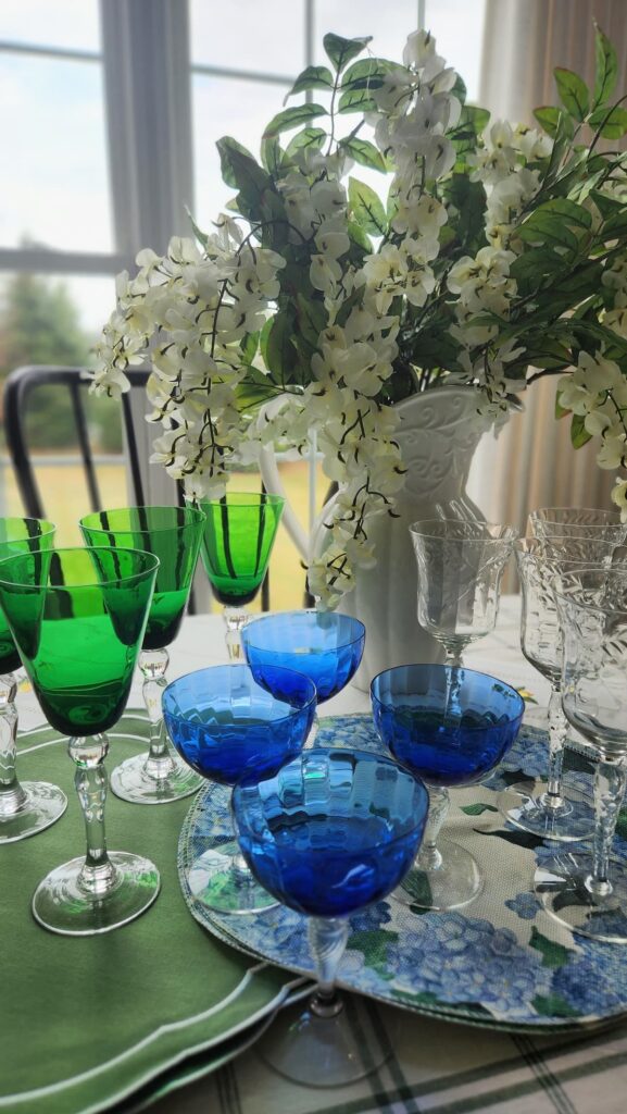 vintage stemware on table
