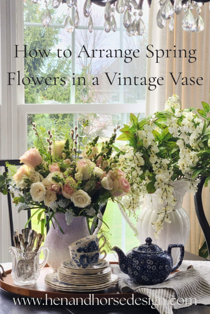 how to arrange spring flowers in a vintage vase pinterest pin