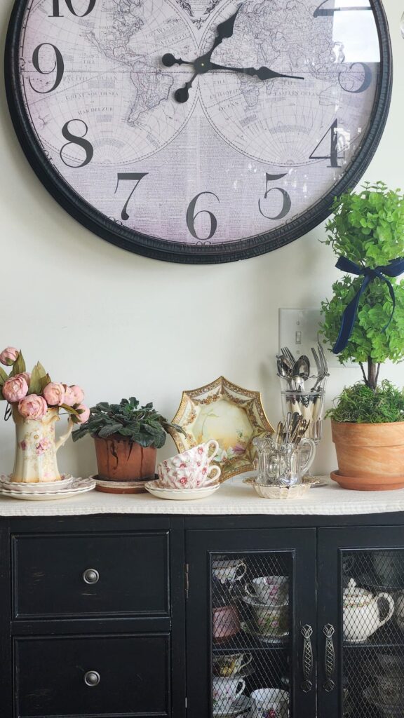 vintage pieces for home on sideboard