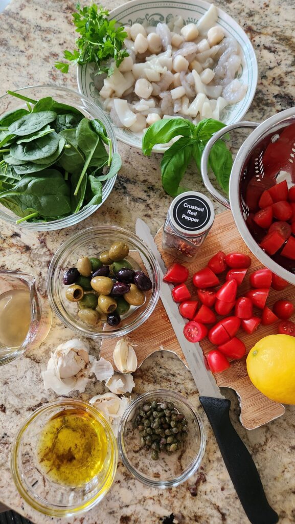 simple ingredients for easy trader joes seafood blend skillet recipe