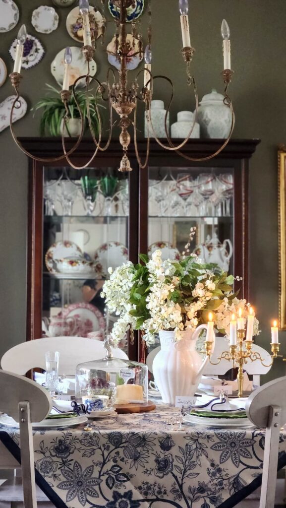 kentucky derby tablescape candles white wisteria