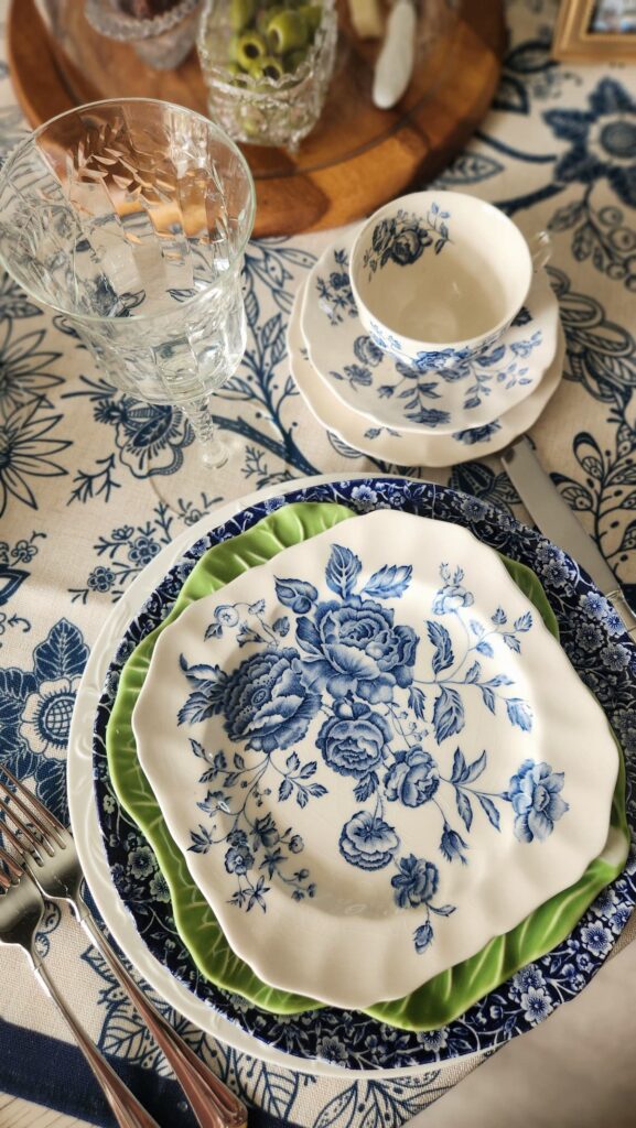 kentucky derby tablescape layered china place setting
