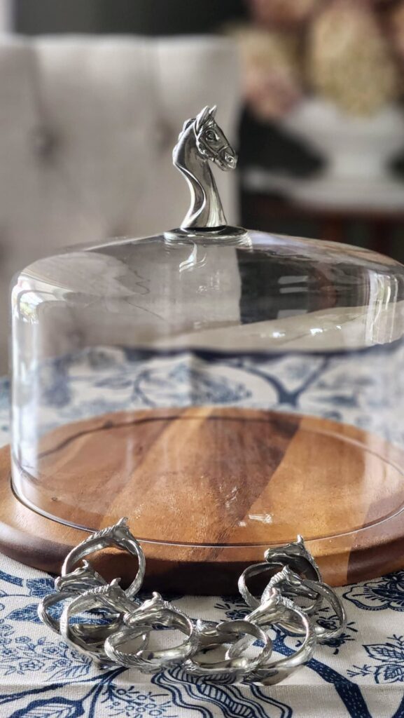 vagabond house horse head cheese board and napkin rings